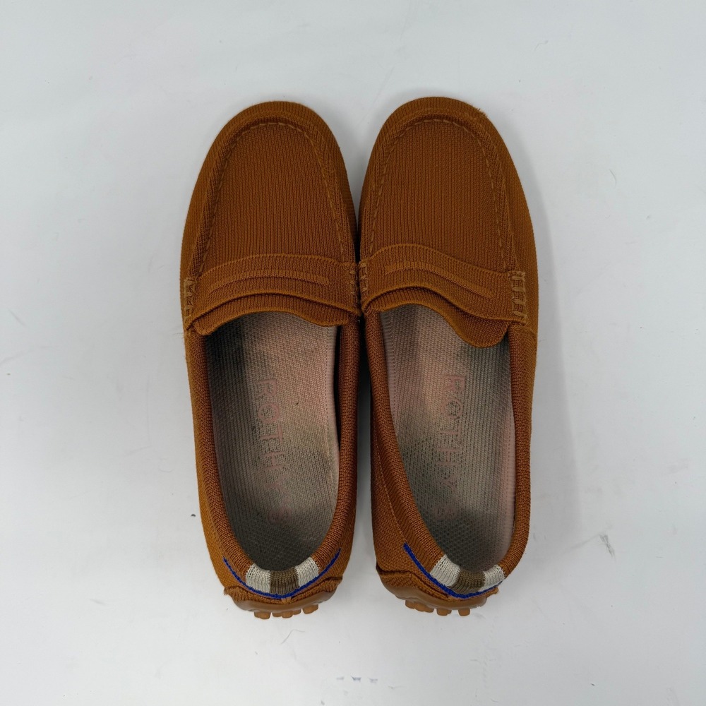 Rothys The Driver Penny Loafer Shoes Cognac Brown Sustainable Women Size 6.5